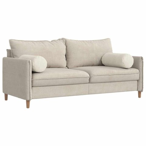 PODUSZKI WAŁKOWE 2 SZT. KREMOWY Ø 25X70CM TKANINA SZTRUKSOWA