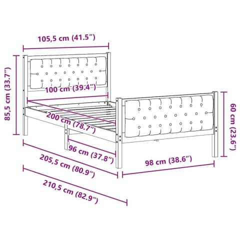VidaXL Ramka łóżka Z zagłówkiem Jasnoszary 100 x 200 cm tkanina
