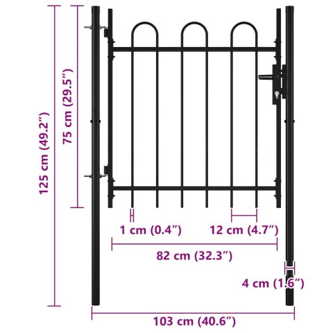 FURTKA OGRODZENIOWA ZAKOŃCZONA ŁUKAMI 100X75CM