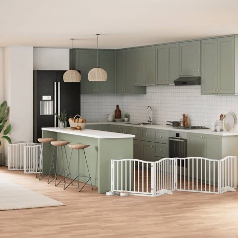 VidaXL Składana bramka dla psa, z drzwiami, 12 paneli, biała, 960 cm