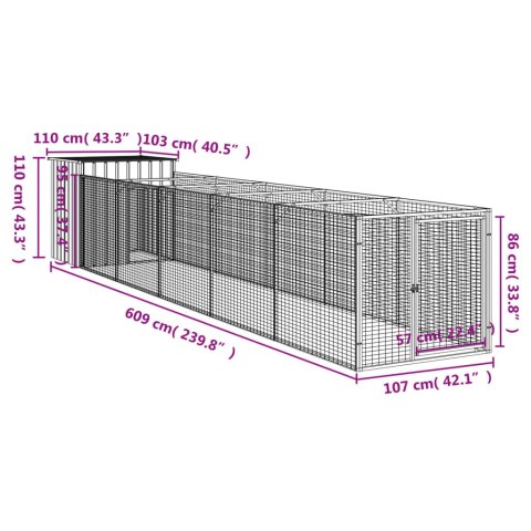 BUDA DLA PSA Z WYBIEGIEM ANTRACYTOWA 110X609X110CM STAL