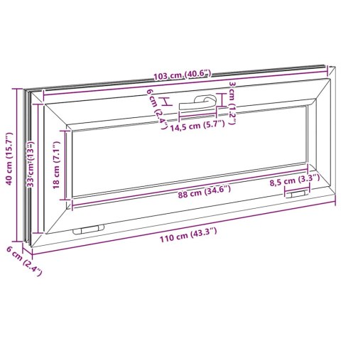 OKNO PIWNICZNE "RISOR" 110X40CM UCHYLNE 3 SZYBY BIAŁE