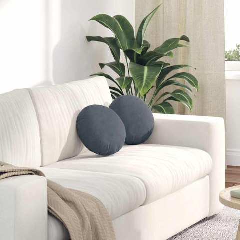 PODUSZKI NA SIEDZISKA 2 SZT. CIEMNOSZARY Ø 40X13CM AKSAMIT