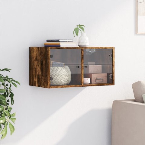 SZAFKA WISZĄCA SZKLANE DRZWI PRZYDYMIONY DĄB 68,5X37X35CM