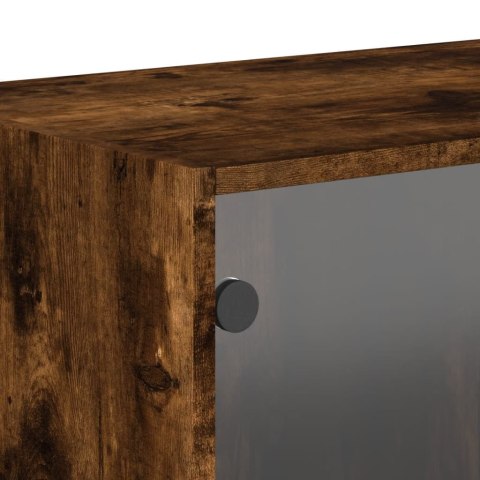 SZAFKA WISZĄCA SZKLANE DRZWI PRZYDYMIONY DĄB 68,5X37X35CM