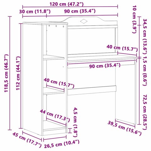 BIURKO TABLICOWE Z PÓŁKĄ BIAŁY 120X45X118.5CM
