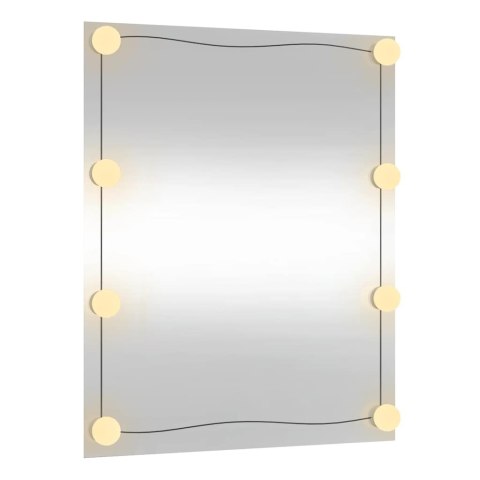 LUSTRO ŚCIENNE Z LED 50X60CM SZKLANE PROSTOKĄTNE
