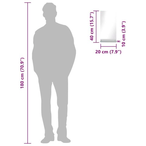 LUSTRO ŚCIENNE Z PÓŁKĄ 20X40CM HARTOWANE SZKŁO