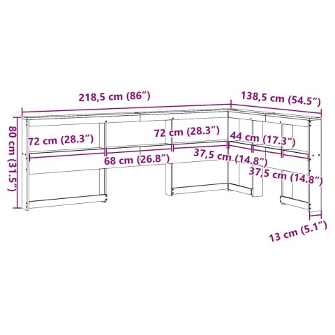REGAŁ NA KSIĄŻKI Z ZAGŁÓWKIEM 120CM LITE DREWNO SOSNOWE