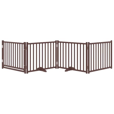 SKŁADANA BRAMKA DLA PSA Z DRZWIAMI 4 PANELE BRĄZOWA 320CM