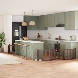 SKŁADANA BRAMKA DLA PSA Z DRZWIAMI 6 PANELI BRĄZOWA 480CM