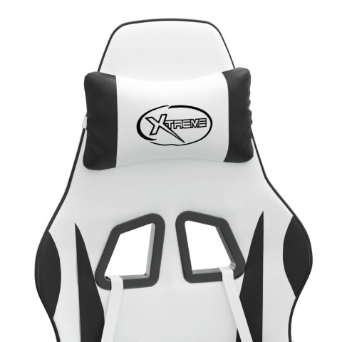 VidaXL Obrotowy fotel gamingowy, biało-czarny, sztuczna skóra