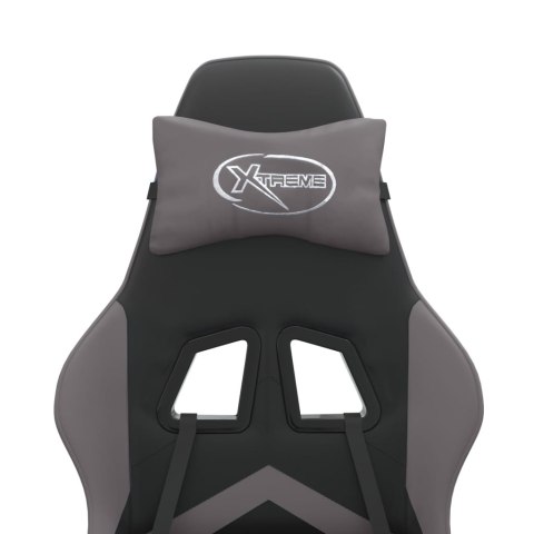 VidaXL Obrotowy fotel gamingowy, czarno-szary, sztuczna skóra