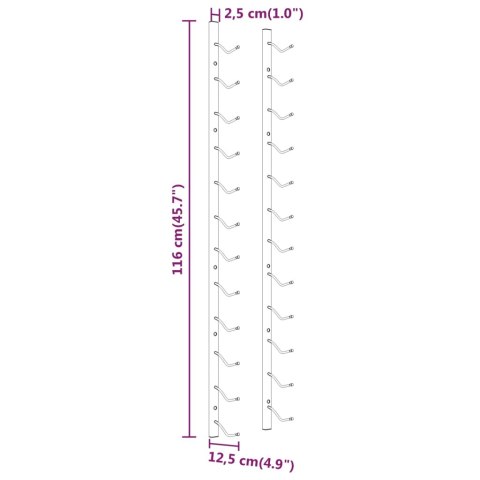 ŚCIENNY UCHWYT NA 12 BUTELEK WINA BIAŁY ŻELAZNY