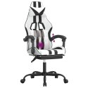 OBROTOWY FOTEL GAMINGOWY Z PODNÓŻKIEM BIAŁO-CZARNY
