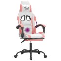 OBROTOWY FOTEL GAMINGOWY Z PODNÓŻKIEM BIAŁO-RÓŻOWY EKOSKÓRA