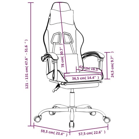 OBROTOWY FOTEL GAMINGOWY Z PODNÓŻKIEM CZARNY SZTUCZNA SKÓRA