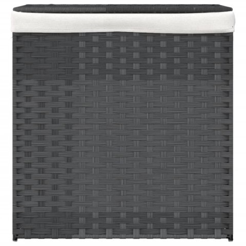 KOSZ NA PRANIE Z 2 KOMORAMI SZARY 53X35X57CM POLIRATTAN