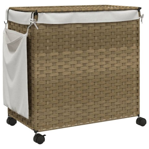 KOSZ NA PRANIE Z KÓŁKAMI 60X35X60,5CM RATTAN