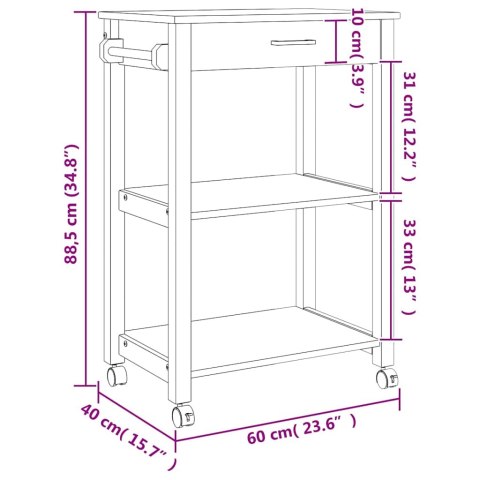 WÓZEK KUCHENNY MONZA 60X40X88,5CM LITE DREWNO SOSNOWE
