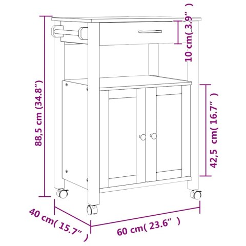 WÓZEK KUCHENNY MONZA 60X40X88,5CM LITE DREWNO SOSNOWE