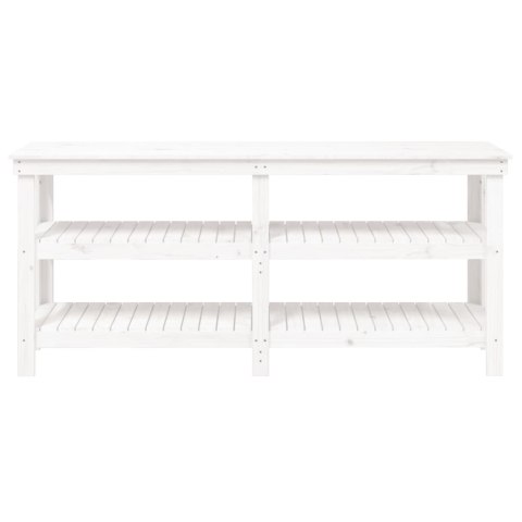 VidaXL Stolik roboczy, biały, 181x50x80 cm, lite drewno sosnowe