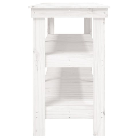 VidaXL Stolik roboczy, biały, 181x50x80 cm, lite drewno sosnowe