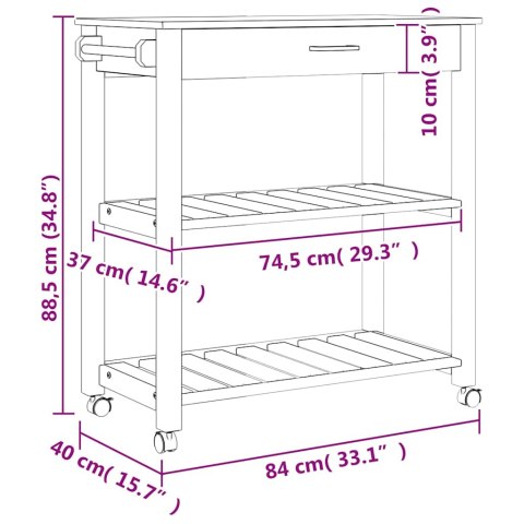 WÓZEK KUCHENNY MONZA 84X40X88,5CM LITE DREWNO SOSNOWE
