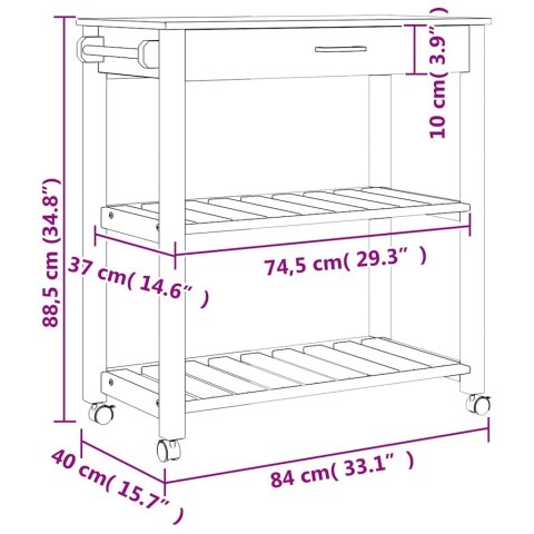 WÓZEK KUCHENNY MONZA 84X40X88,5CM LITE DREWNO SOSNOWE