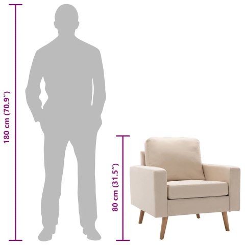 FOTEL KREMOWY TAPICEROWANY TKANINĄ