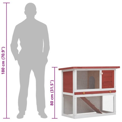 KLATKA DLA KRÓLIKA 1 DRZWICZKI CZERWONA DREWNIANA