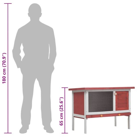 KLATKA DLA KRÓLIKA 1 POZIOM CZERWONA DREWNIANA
