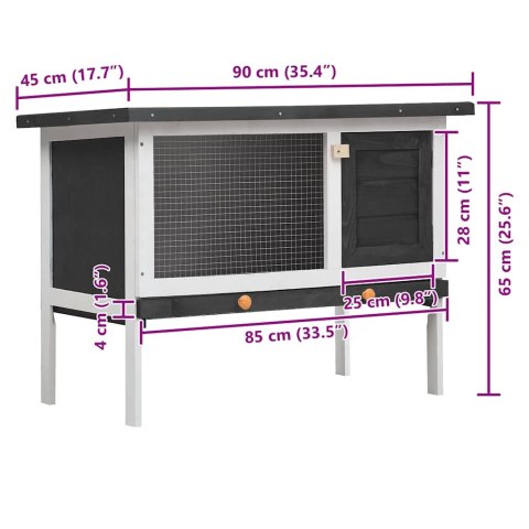 KLATKA DLA KRÓLIKA 1 POZIOM SZARA DREWNIANA