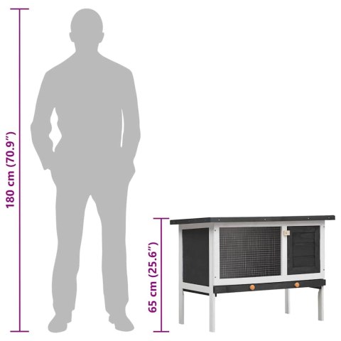 KLATKA DLA KRÓLIKA 1 POZIOM SZARA DREWNIANA