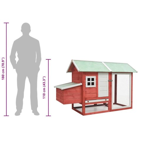 KLATKA DLA KURCZĄT CZERWONA 170X81X110CM SOSNA I JODŁA