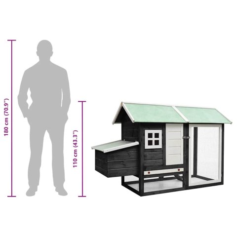 KLATKA DLA KURCZĄT SZARA 170X81X110CM DREWNO SOSNY I JODŁY