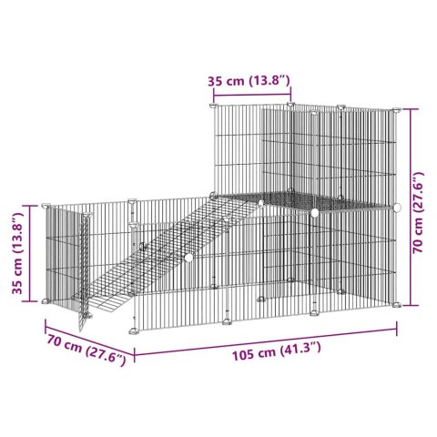 KLATKA DLA ZWIERZĄT Z BRAMKĄ 20 PANELI CZARNA 35X35CM STAL