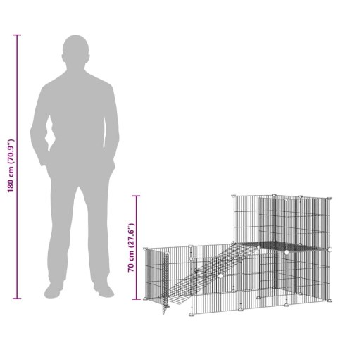 KLATKA DLA ZWIERZĄT Z BRAMKĄ 20 PANELI CZARNA 35X35CM STAL