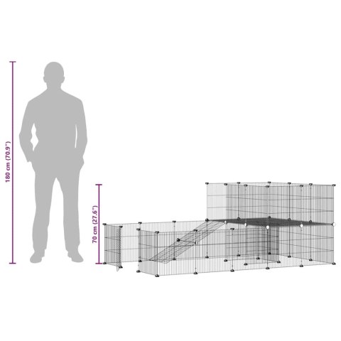 KLATKA DLA ZWIERZĄT Z BRAMKĄ 36 PANELI CZARNA 35X35CM STAL