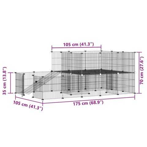 KLATKA DLA ZWIERZĄT Z BRAMKĄ 44 PANELE CZARNA 35X35CM STAL