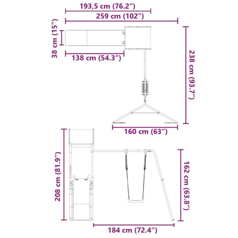PLAC ZABAW DO OGRODU LITE DREWNO DAGLEZJOWE