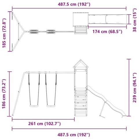 VidaXL Plac zabaw do ogrodu, impregnowane drewno sosnowe
