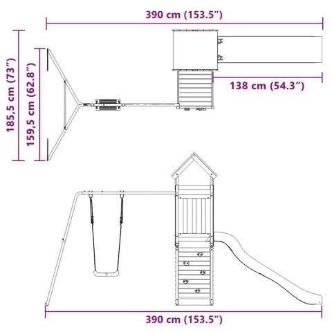VidaXL Plac zabaw do ogrodu, impregnowane drewno sosnowe