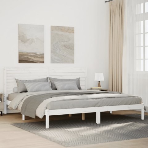 DŁUŻSZE ŁÓŻKO BEZ MATERACA BIAŁE 200X210CM LITE DREWNO