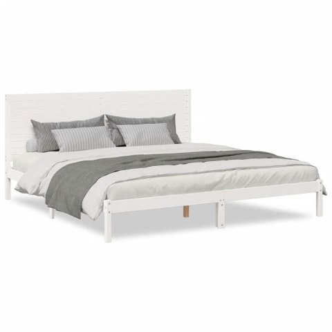 DŁUŻSZE ŁÓŻKO BEZ MATERACA BIAŁE 200X210CM LITE DREWNO