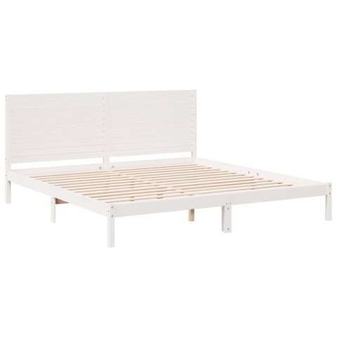 DŁUŻSZE ŁÓŻKO BEZ MATERACA BIAŁE 200X210CM LITE DREWNO