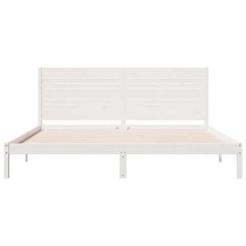 DŁUŻSZE ŁÓŻKO BEZ MATERACA BIAŁE 200X210CM LITE DREWNO