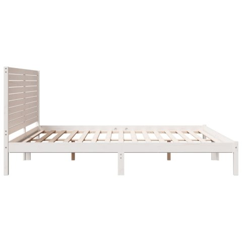 DŁUŻSZE ŁÓŻKO BEZ MATERACA BIAŁE 200X210CM LITE DREWNO
