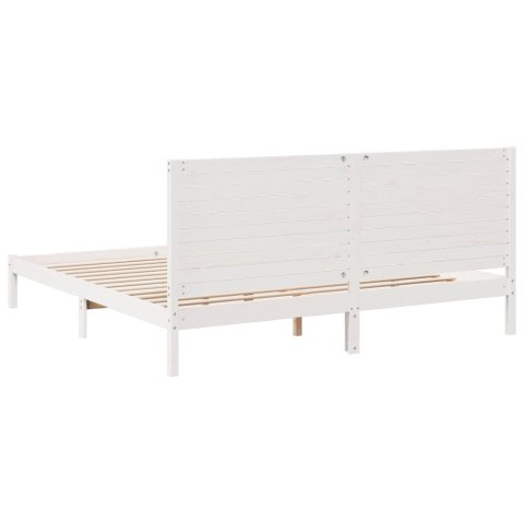 DŁUŻSZE ŁÓŻKO BEZ MATERACA BIAŁE 200X210CM LITE DREWNO