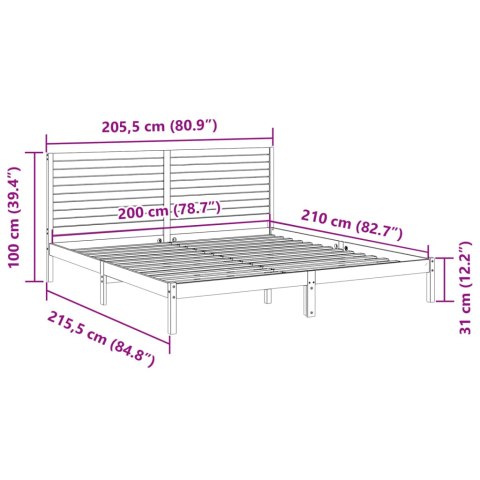 DŁUŻSZE ŁÓŻKO BEZ MATERACA BIAŁE 200X210CM LITE DREWNO